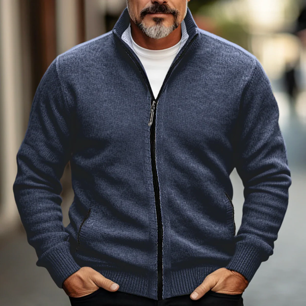 Herr Kofta Zip-up med Hög Krage Modern Stil 1