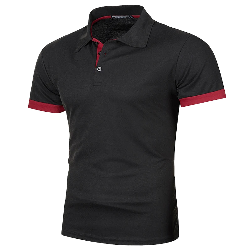 Herr Kortärmad Polo T-shirt Kontrastfärg Modern Stil 0