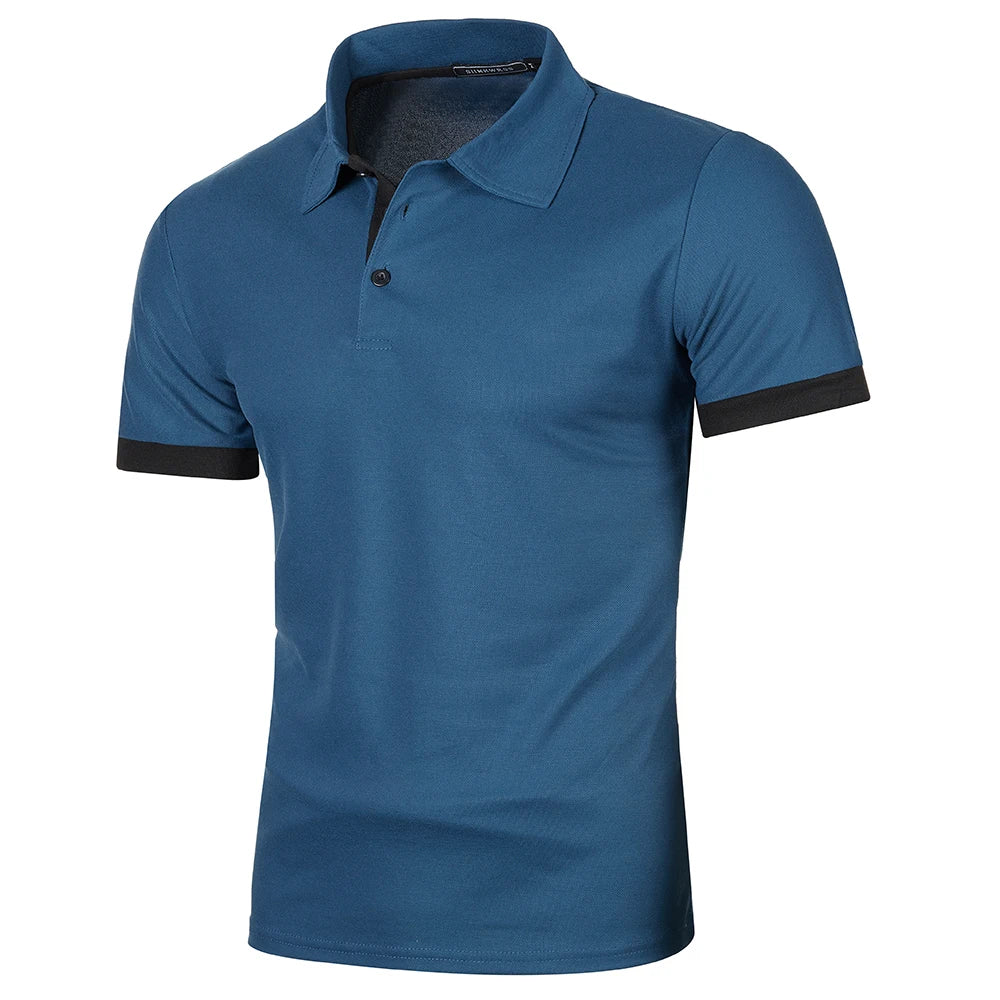 Herr Kortärmad Polo T-shirt Kontrastfärg Modern Stil 1