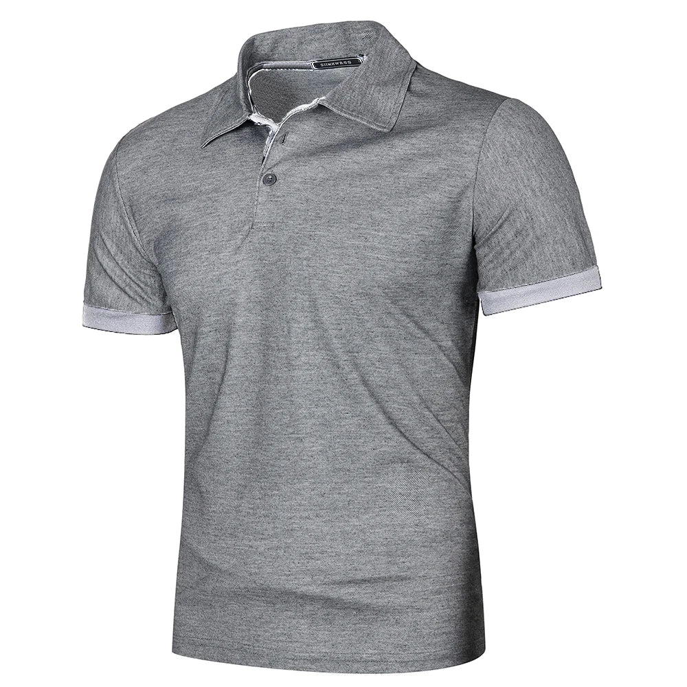 Herr Kortärmad Polo T-shirt Kontrastfärg Modern Stil 6
