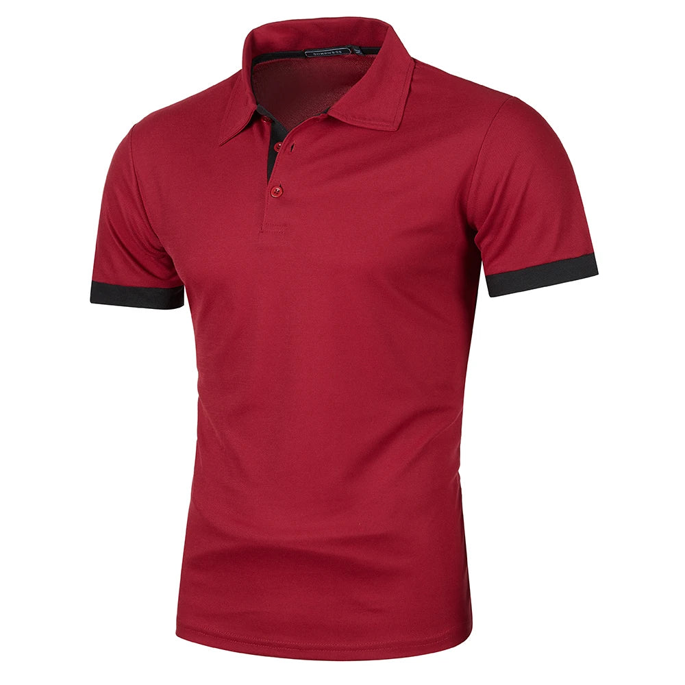 Herr Kortärmad Polo T-shirt Kontrastfärg Modern Stil 7