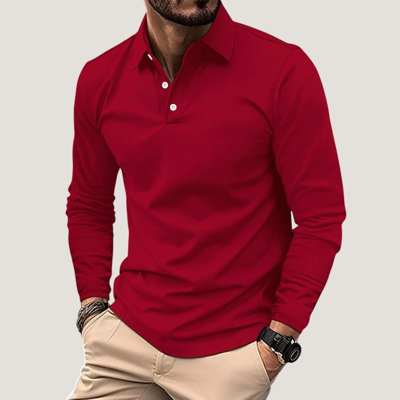 Herr Polo T-shirt Långärmad Casual Design 2