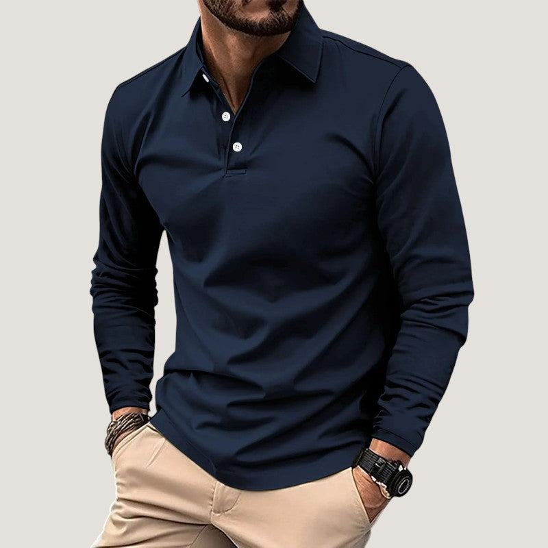 Herr Polo T-shirt Långärmad Casual Design 4