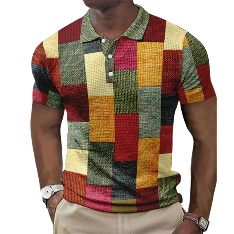 Herr Polo T-shirt Rutig Bomullsblandning 0