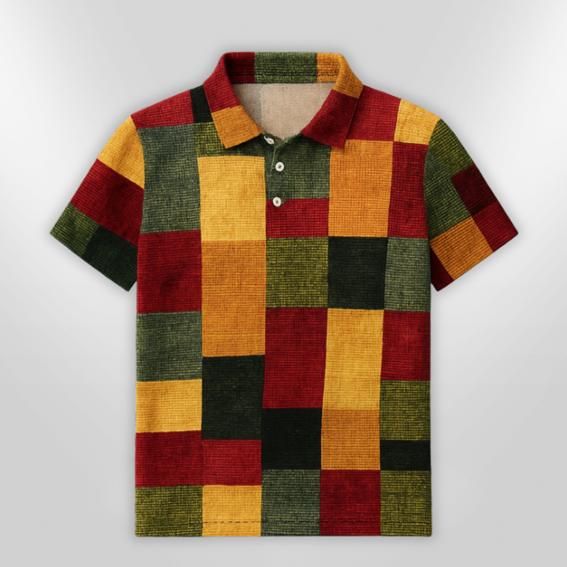 Herr Polo T-shirt Rutig Bomullsblandning 2