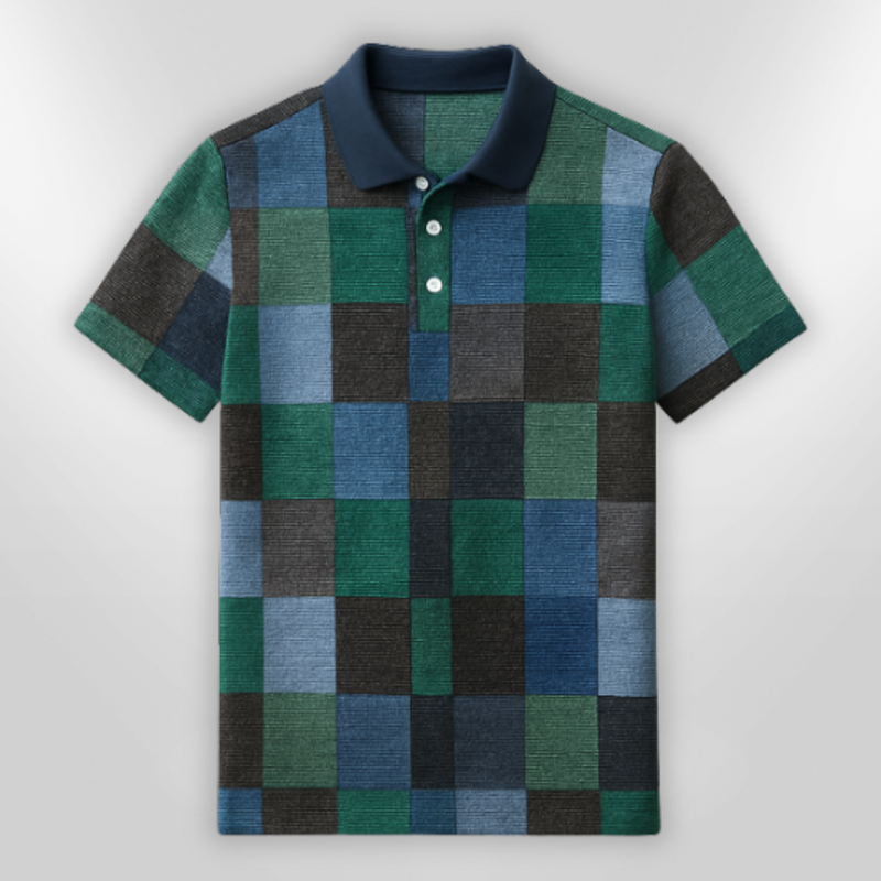 Herr Polo T-shirt Rutig Bomullsblandning 4