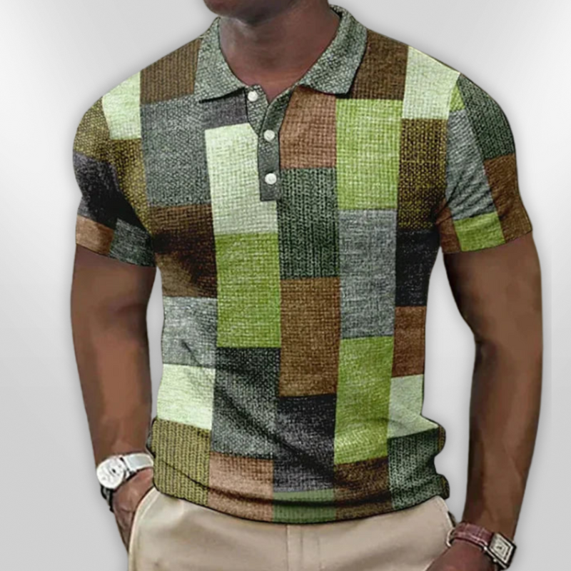 Herr Polo T-shirt Rutig Bomullsblandning 6