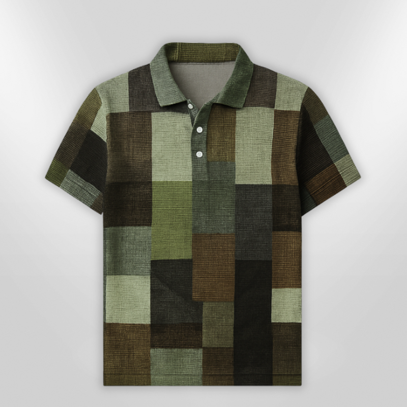 Herr Polo T-shirt Rutig Bomullsblandning 8
