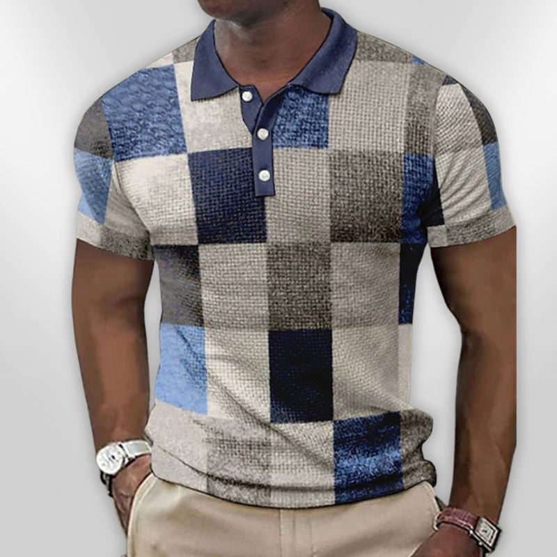 Herr Polo T-shirt Rutig Bomullsblandning 9