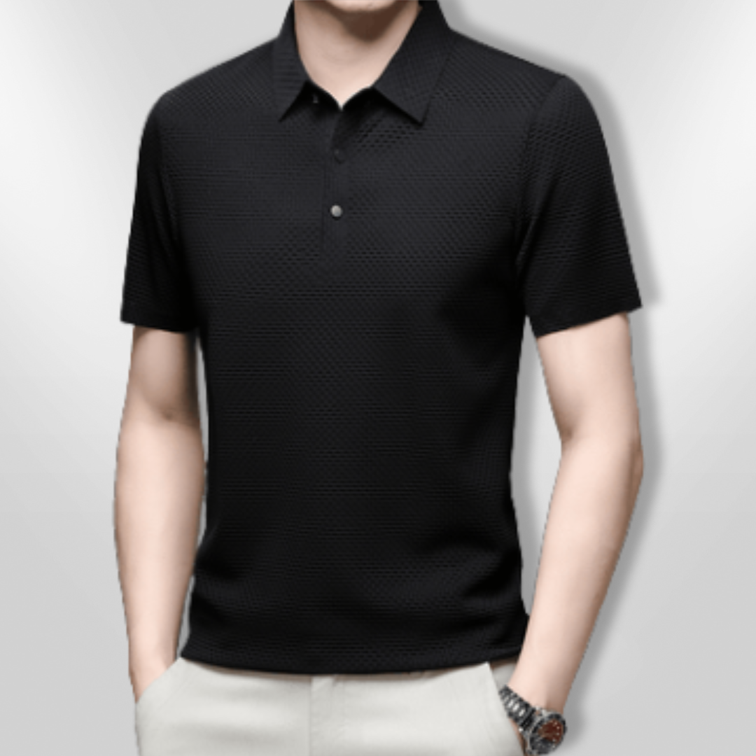 Herr Polo T-shirt Strukturerad Andningsbar Bomull 3
