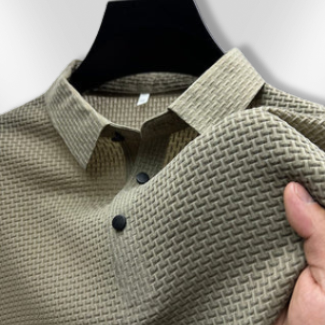 Herr Polo T-shirt Strukturerad Andningsbar Bomull 7