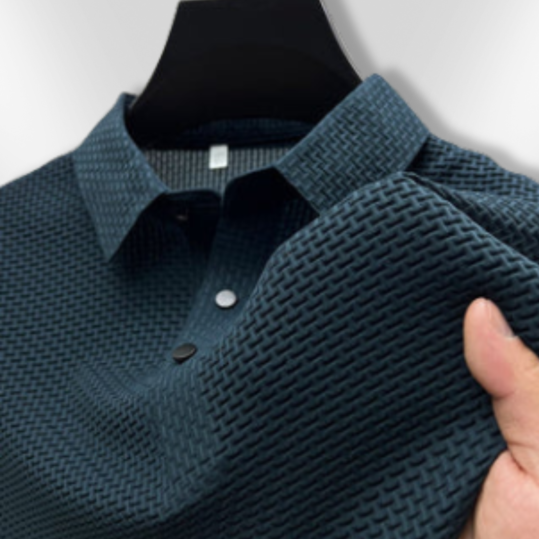 Herr Polo T-shirt Strukturerad Andningsbar Bomull 8