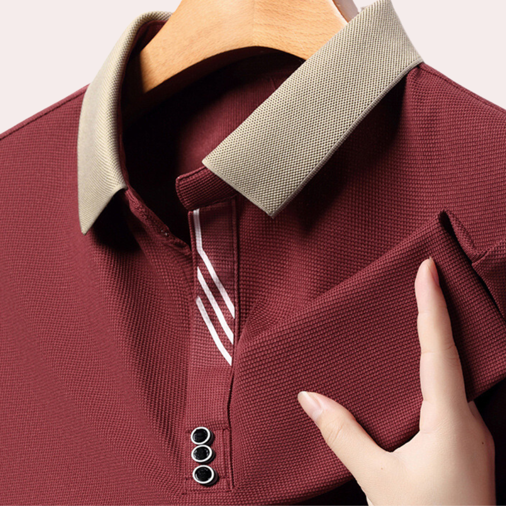 Herr Poloshirt med Lång Ärmar och Klassisk Stil 5