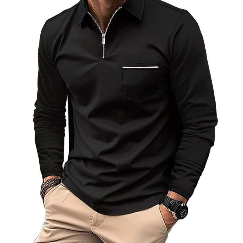 Herr Poloshirt med Långa Ärmar och Reverskrage 0
