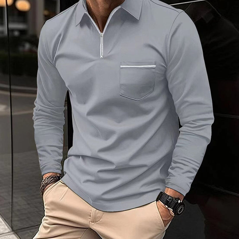 Herr Poloshirt med Långa Ärmar och Reverskrage 2