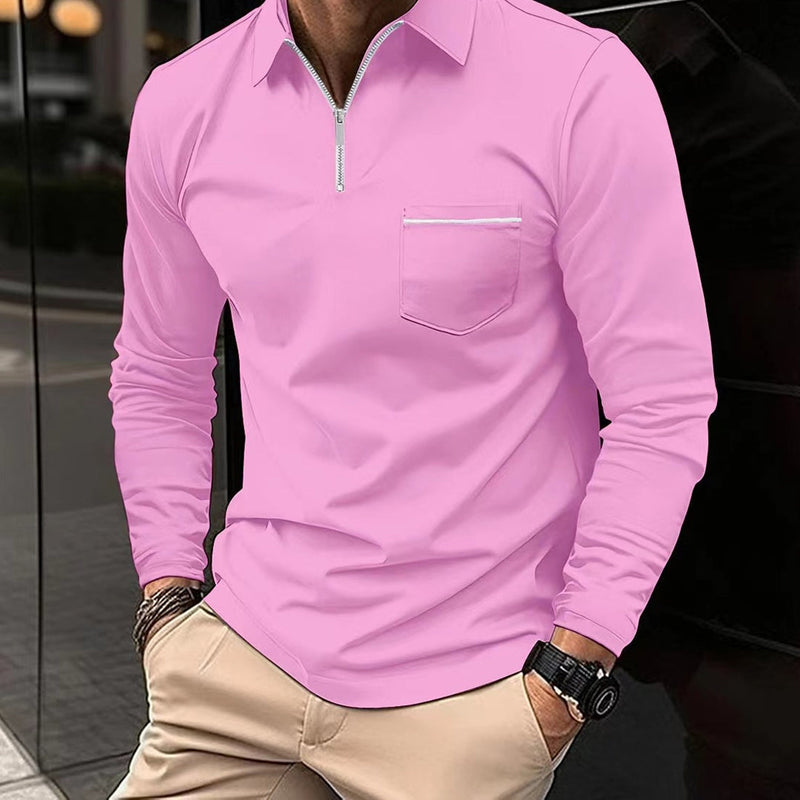 Herr Poloshirt med Långa Ärmar och Reverskrage 4