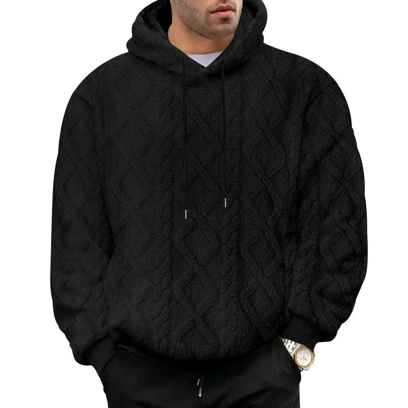 Herr Pullovertröja med Huva Jacquard Velour 1