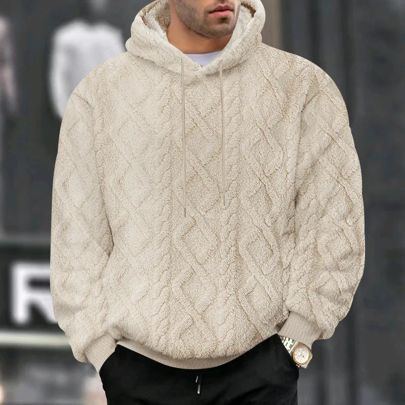 Herr Pullovertröja med Huva Jacquard Velour 7