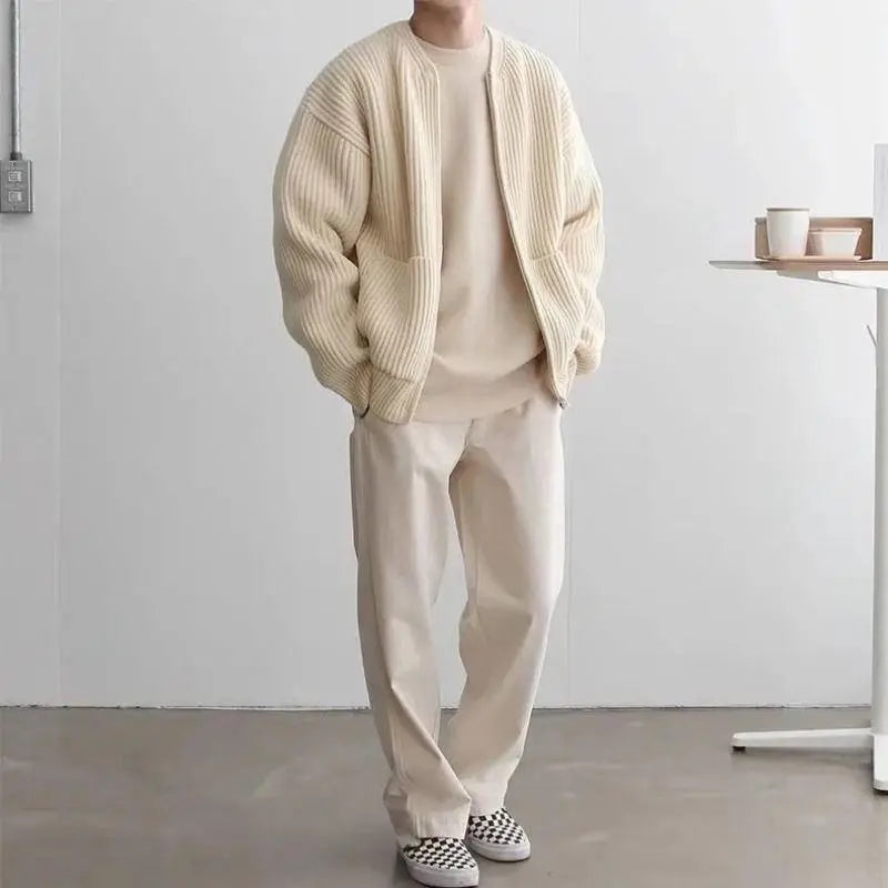 Herr Stickad Cardigan Modern Stil för Vardags och Fest 1