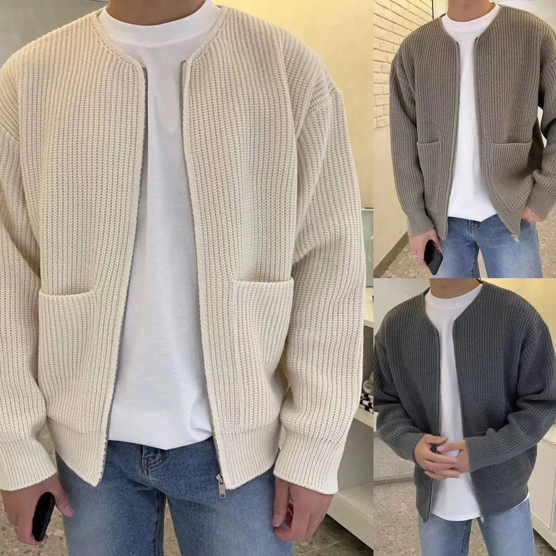 Herr Stickad Cardigan Modern Stil för Vardags och Fest 5