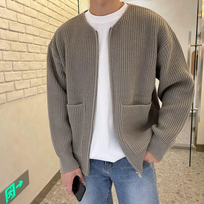 Herr Stickad Cardigan Modern Stil för Vardags och Fest 6
