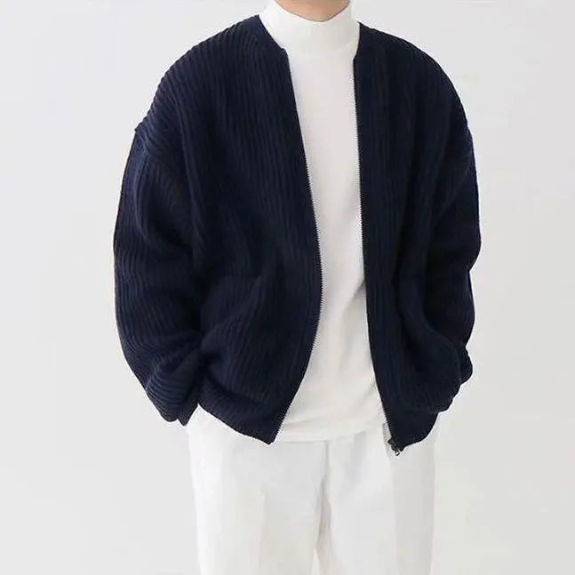 Herr Stickad Cardigan Modern Stil för Vardags och Fest 7