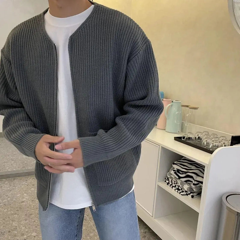 Herr Stickad Cardigan Modern Stil för Vardags och Fest 8