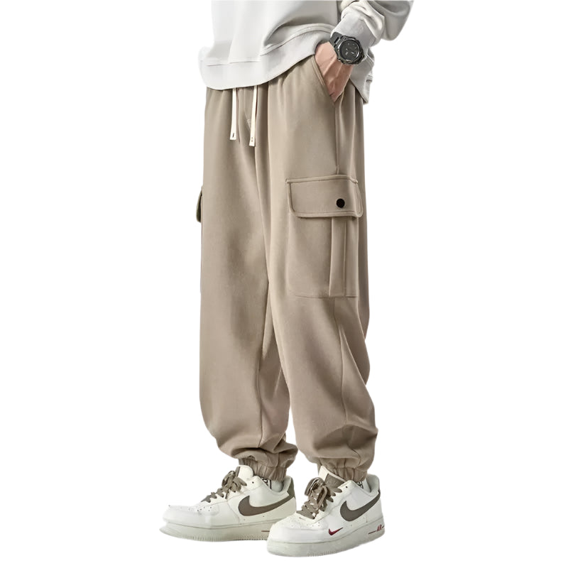 Herr Sweatpants Cargo Stil Premium Bomull 0