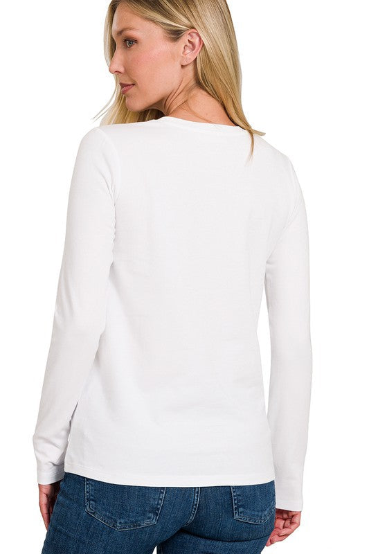 Herr T-shirt Crew Neck Långärmad Vit 1