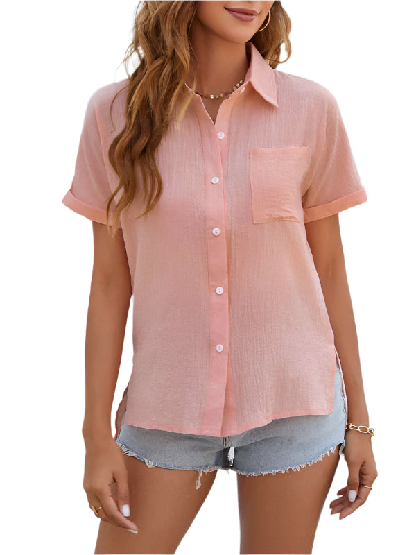 Herr T-shirt Kortärmad Bomull och Linne med Sidofickor 0