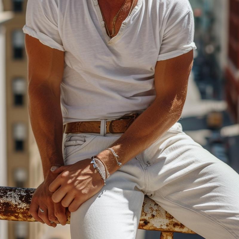 Herr T-shirt Kortärmad Henley Stil 4