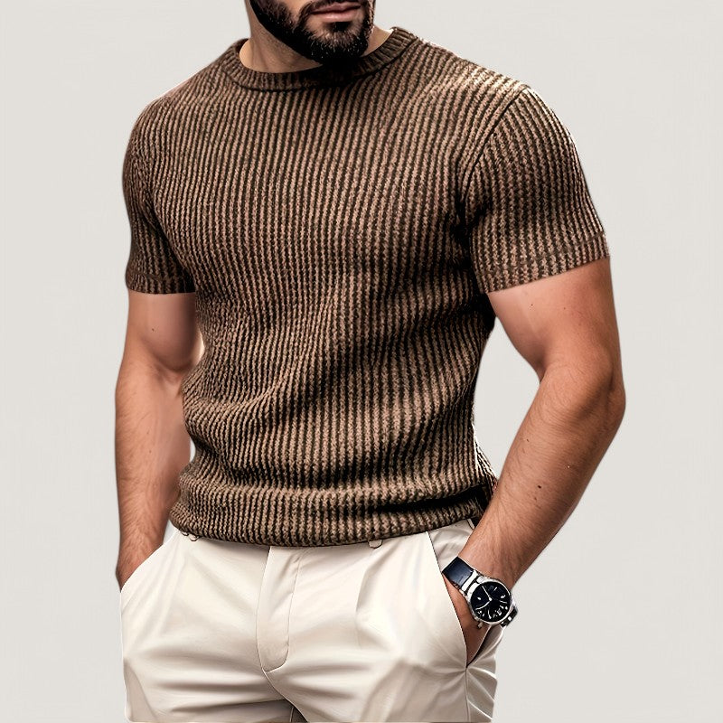 Herr T-shirt Kortärmad Jacquard Komfort Polyester 1