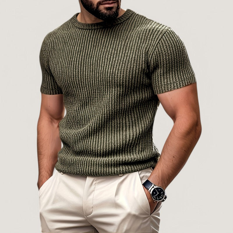 Herr T-shirt Kortärmad Jacquard Komfort Polyester 3