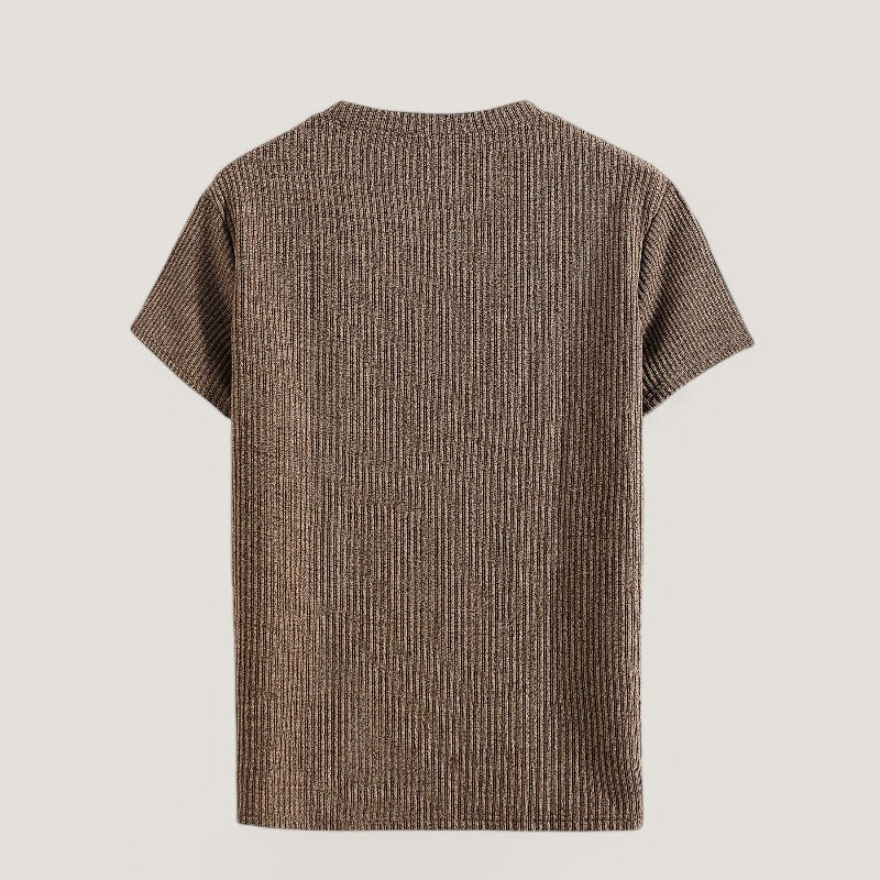 Herr T-shirt Kortärmad Jacquard Komfort Polyester 6