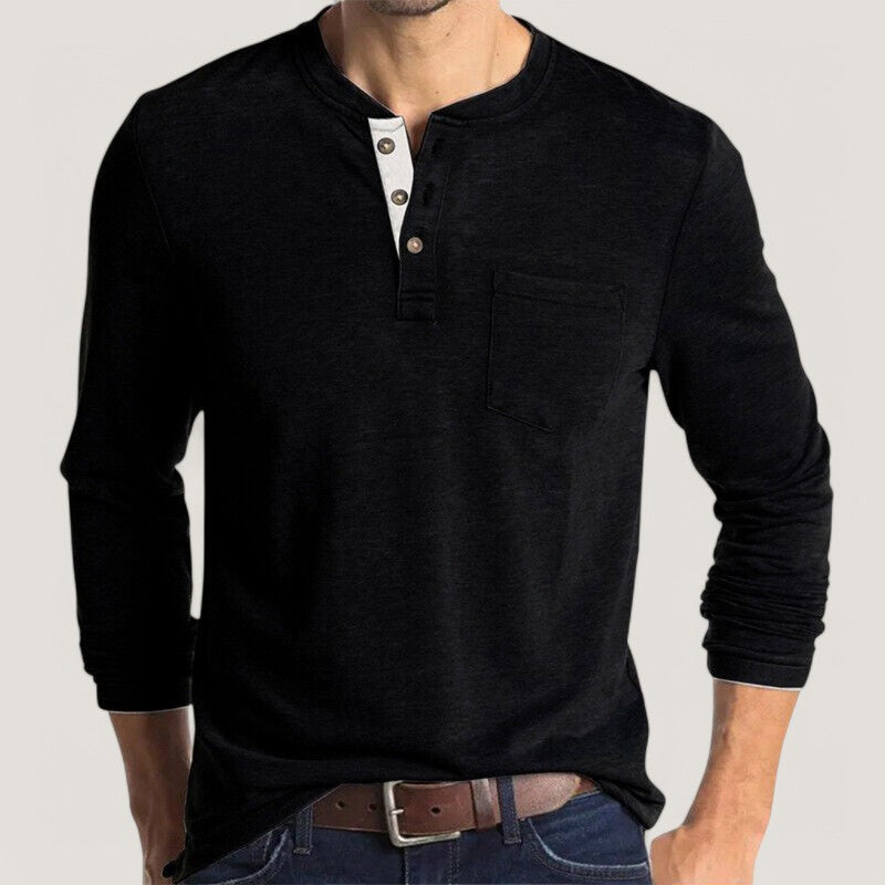 Herr T-shirt Långa Ärmar Klassisk Bomullsblandning 2