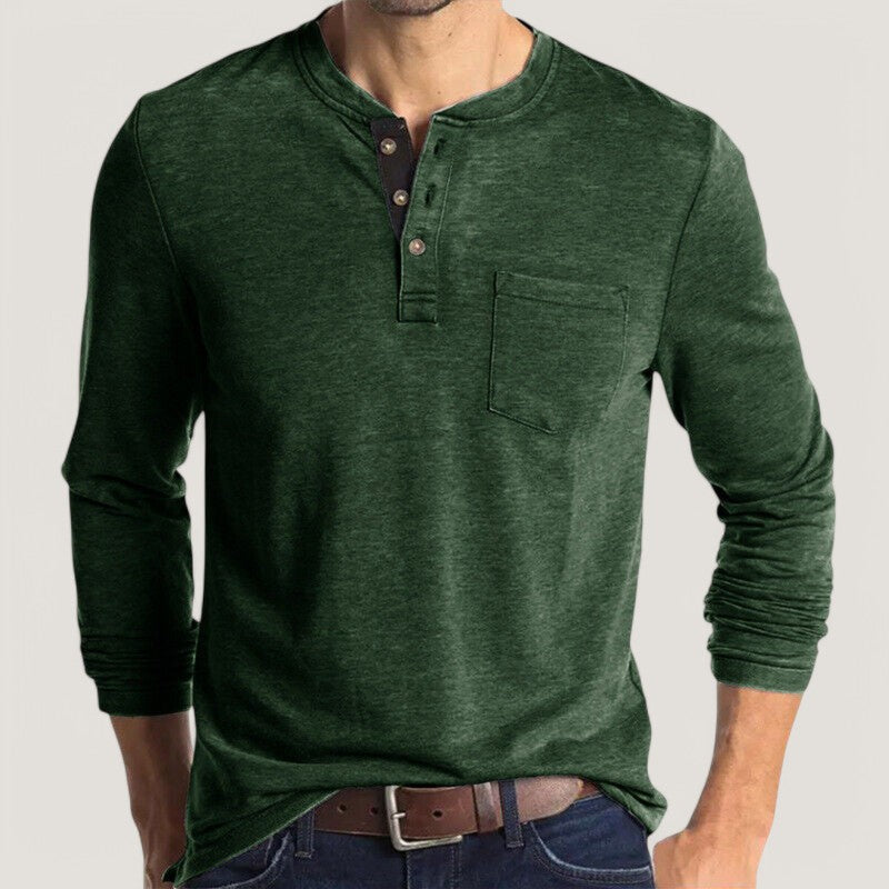 Herr T-shirt Långa Ärmar Klassisk Bomullsblandning 6