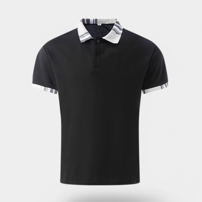 Herr T-shirt med Krage och Randig Design 8