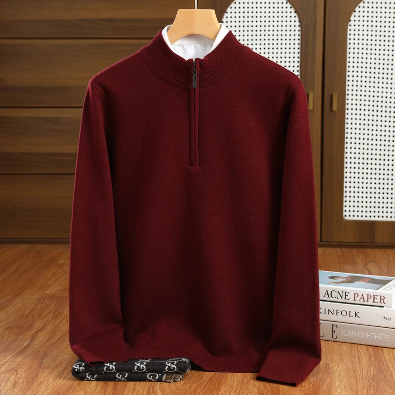 Herr Tröja Halvhög Krage Merinoull Pullover 1