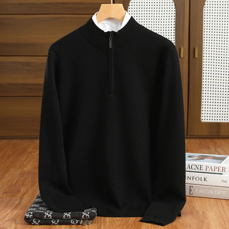 Herr Tröja Halvhög Krage Merinoull Pullover 3