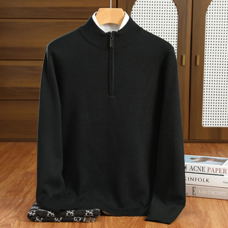 Herr Tröja Halvhög Krage Merinoull Pullover 4