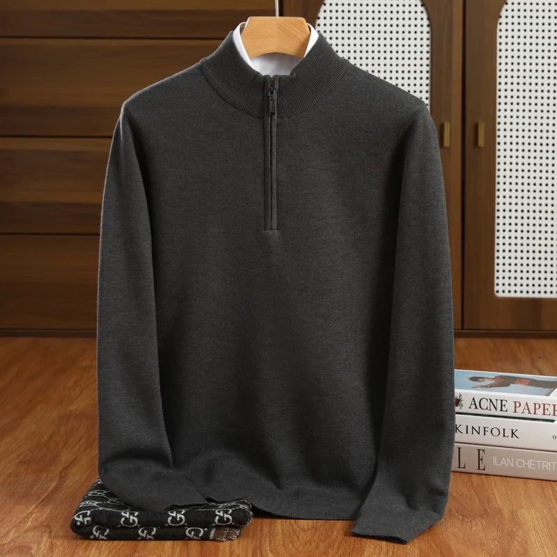 Herr Tröja Halvhög Krage Merinoull Pullover 5