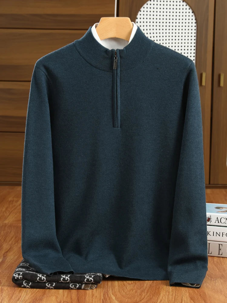 Herr Tröja Halvhög Krage Merinoull Pullover 7