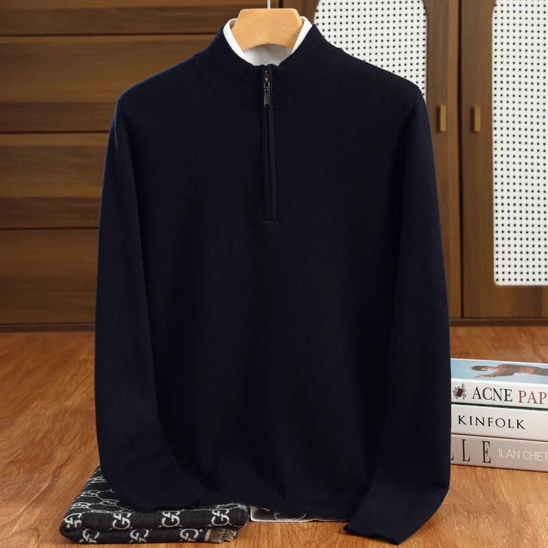 Herr Tröja Halvhög Krage Merinoull Pullover 8