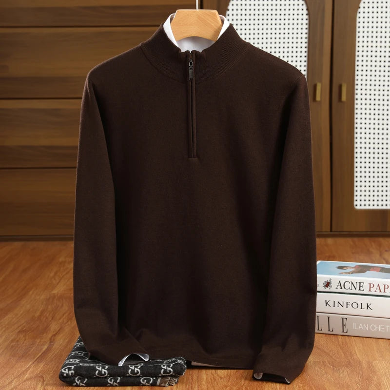 Herr Tröja Halvhög Krage Merinoull Pullover 9