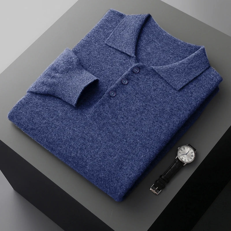 Herr Tröja Knappad Pullover i 100% Merinoull 11