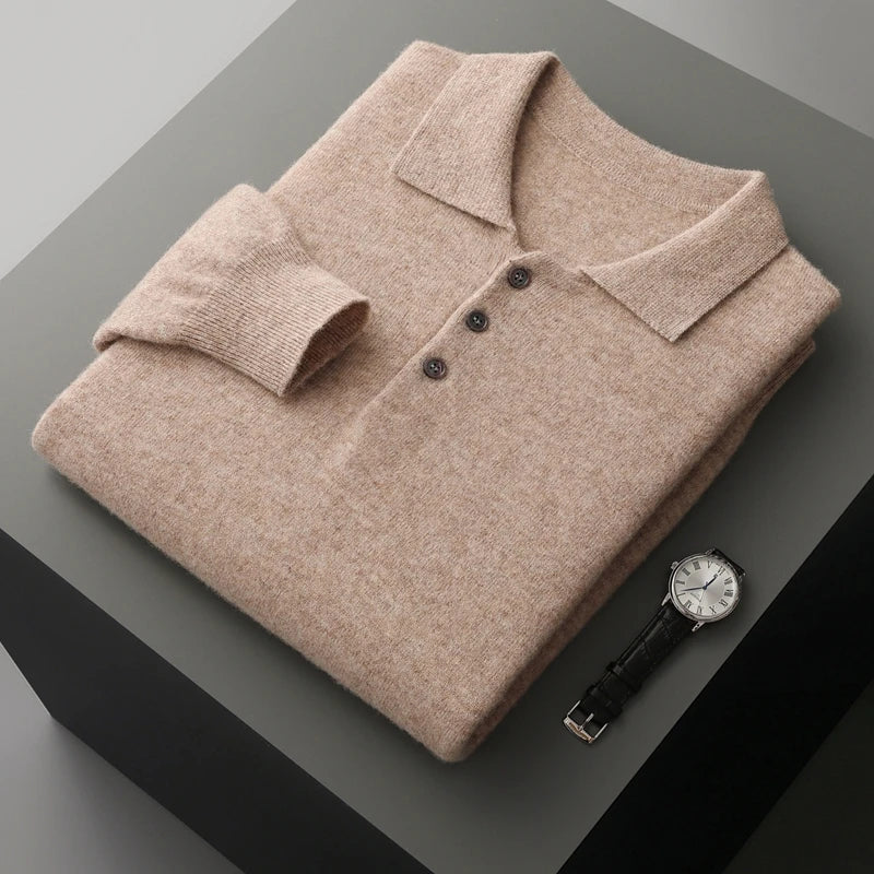 Herr Tröja Knappad Pullover i 100% Merinoull 13