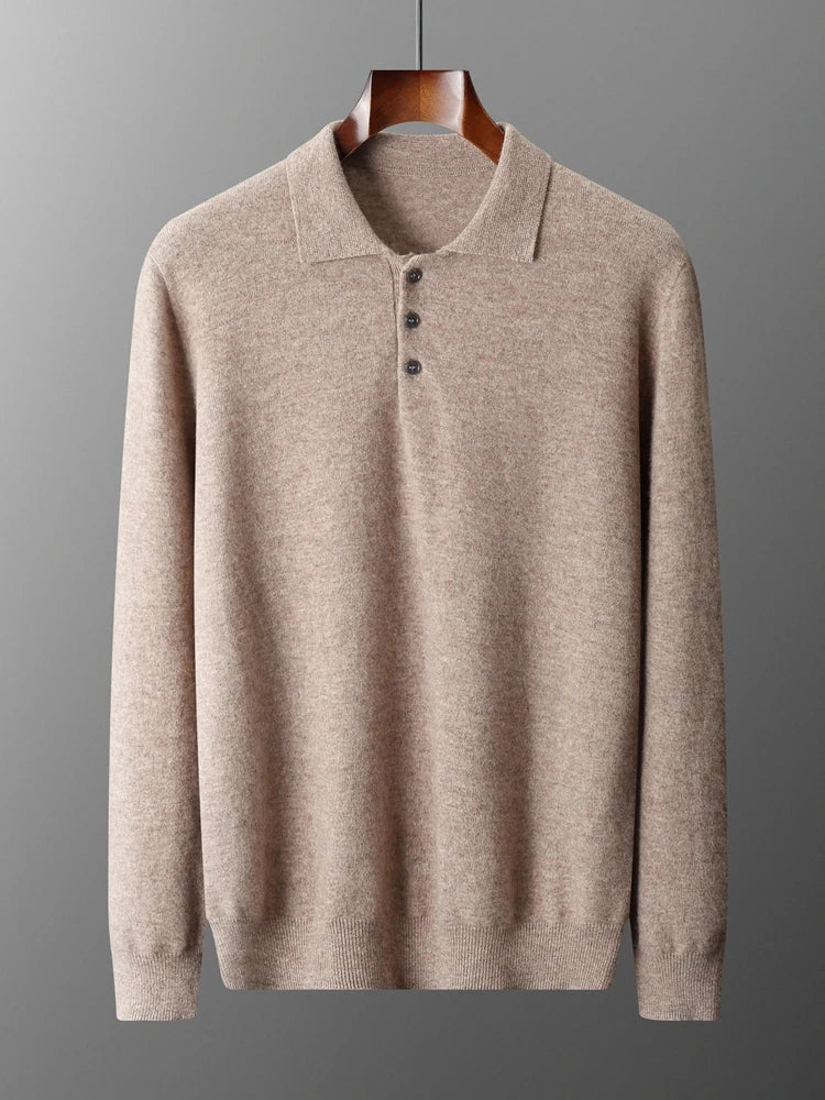 Herr Tröja Knappad Pullover i 100% Merinoull 2