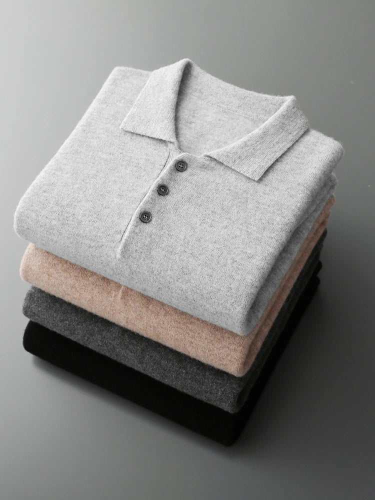 Herr Tröja Knappad Pullover i 100% Merinoull 4