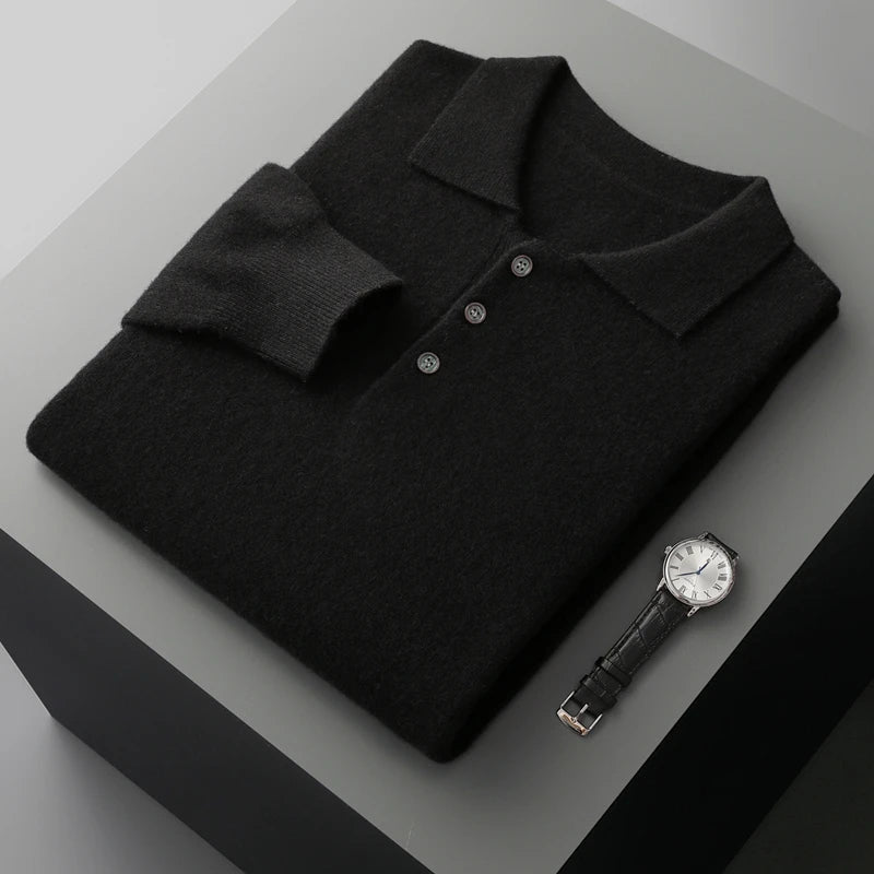 Herr Tröja Knappad Pullover i 100% Merinoull 6