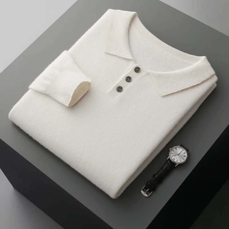 Herr Tröja Knappad Pullover i 100% Merinoull 8